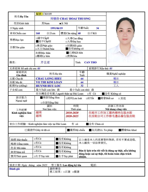 周懷商 CHAU HOAI THUONG示意圖