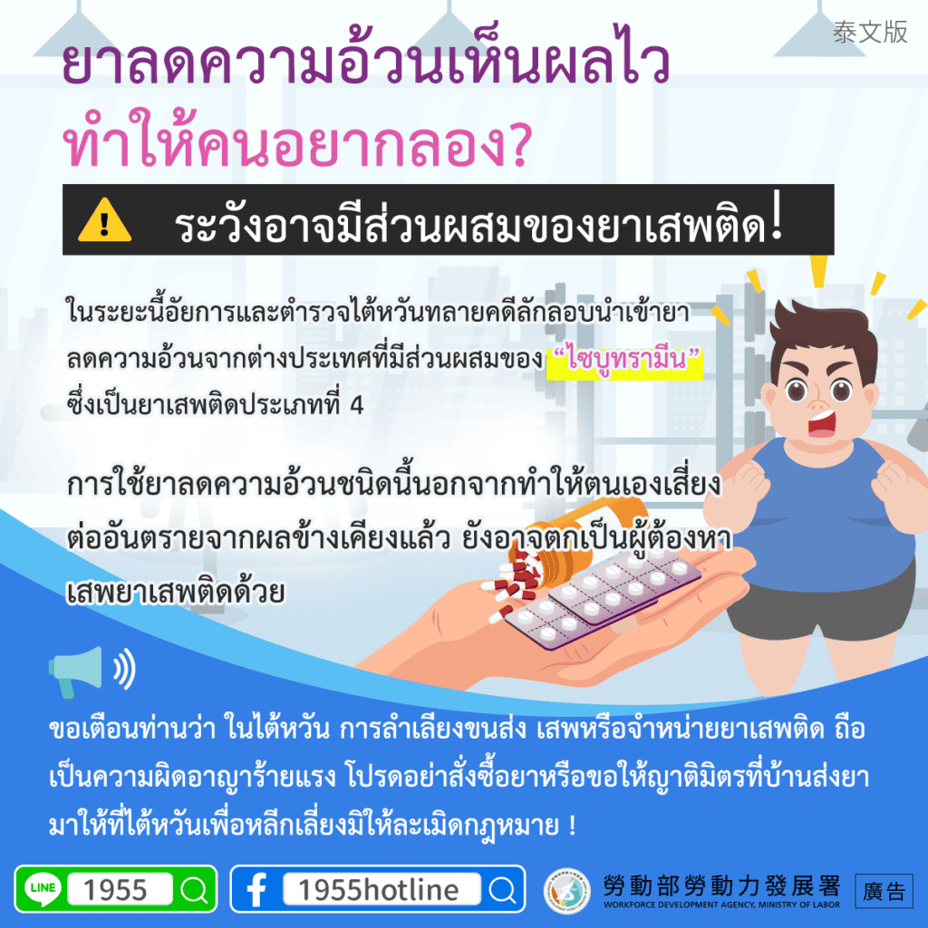 移工宣導｜神奇減肥藥讓人好心動-多國語示意圖