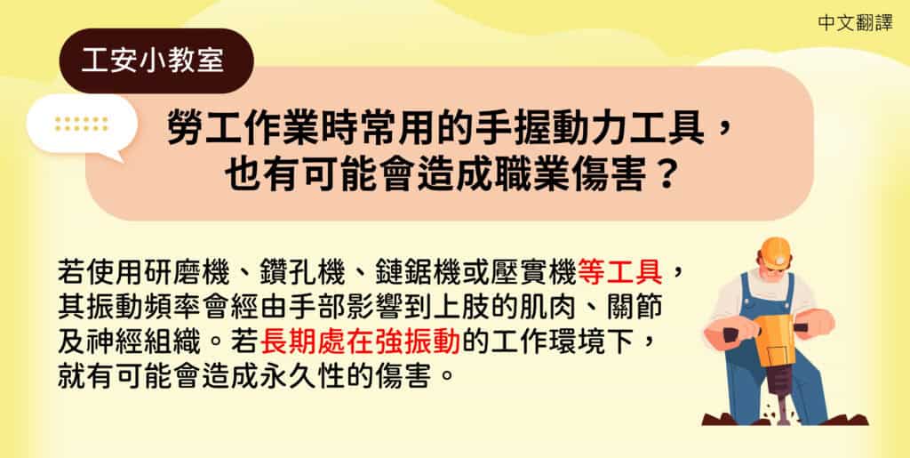 1121016 勞工作業時常用的手握動力工具，也有可能會造成職業傷害-中1
