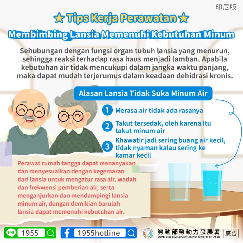 移工宣導｜留意長輩飲水習慣-多國語示意圖