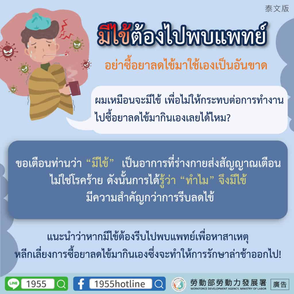 移工宣導｜正確使用退燒藥-多國語示意圖