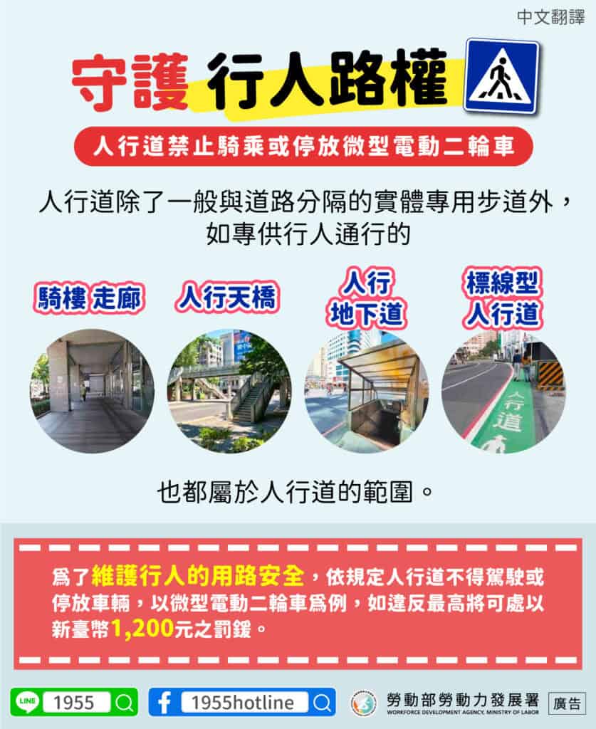 移工宣導｜守護行人安全-多國語示意圖