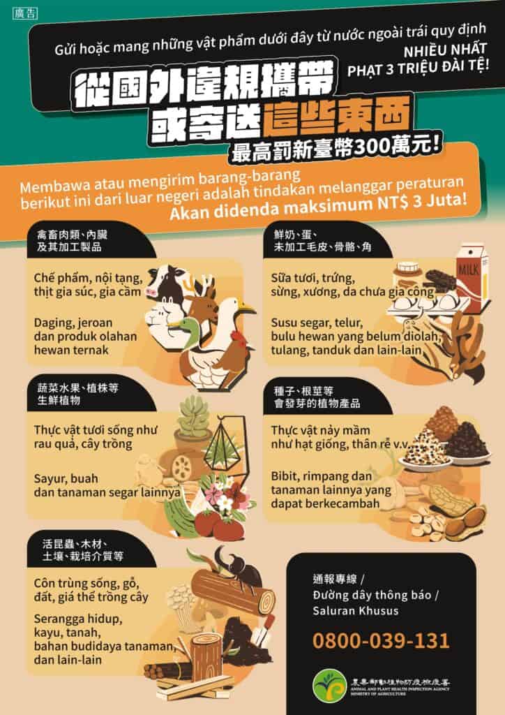 移工宣導｜動植物檢疫宣導-多國語示意圖