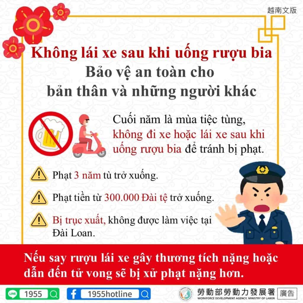 移工宣導｜拒絕酒駕 守護自已及他人安全-多國語示意圖