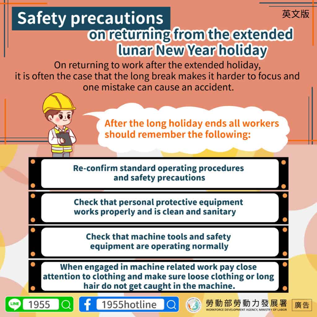 移工宣導｜開工留心！工作安全提醒您-多國語示意圖
