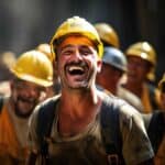 快樂的國際外勞團隊在工地上展現多元工作情境.