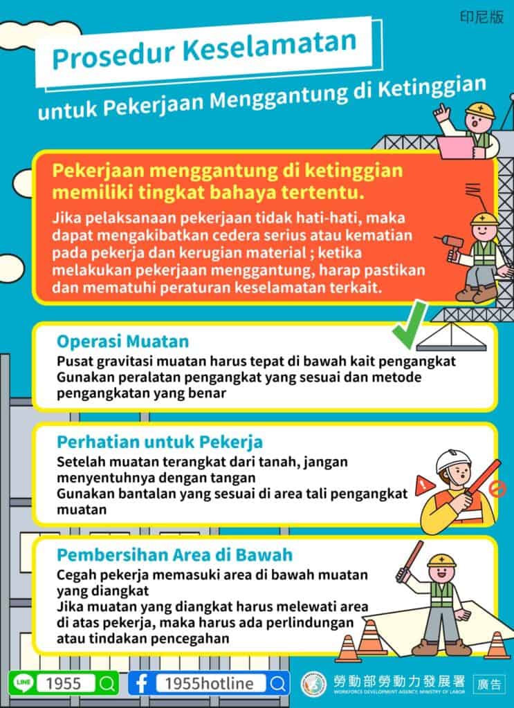 移工宣導｜高空吊掛作業安全措施-多國語示意圖