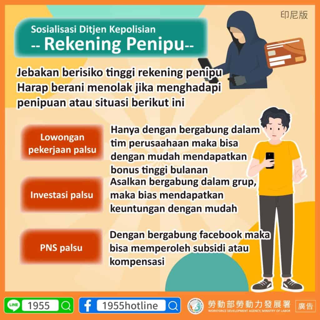 移工宣導｜人頭帳戶-多國語言示意圖