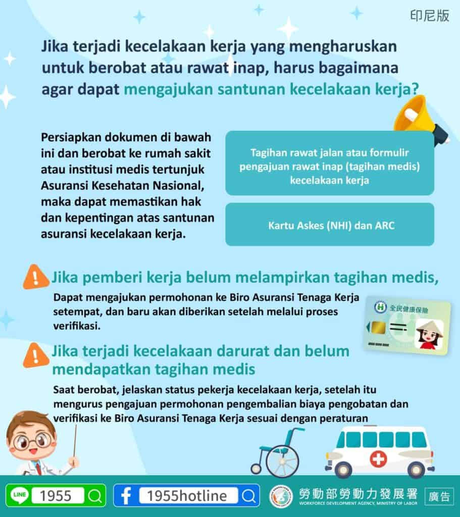 移工宣導｜職災醫療給付-多國語示意圖