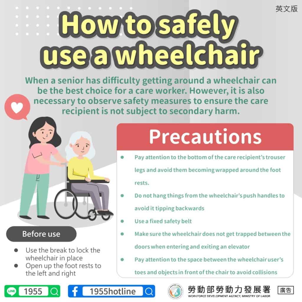 外籍看護｜輪椅使用安全-多國語示意圖
