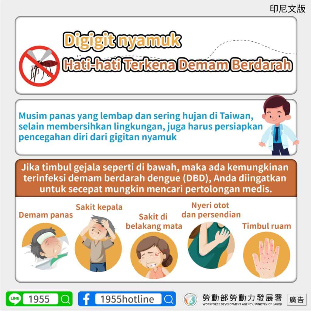 移工宣導｜認識登革熱症狀-多國語示意圖