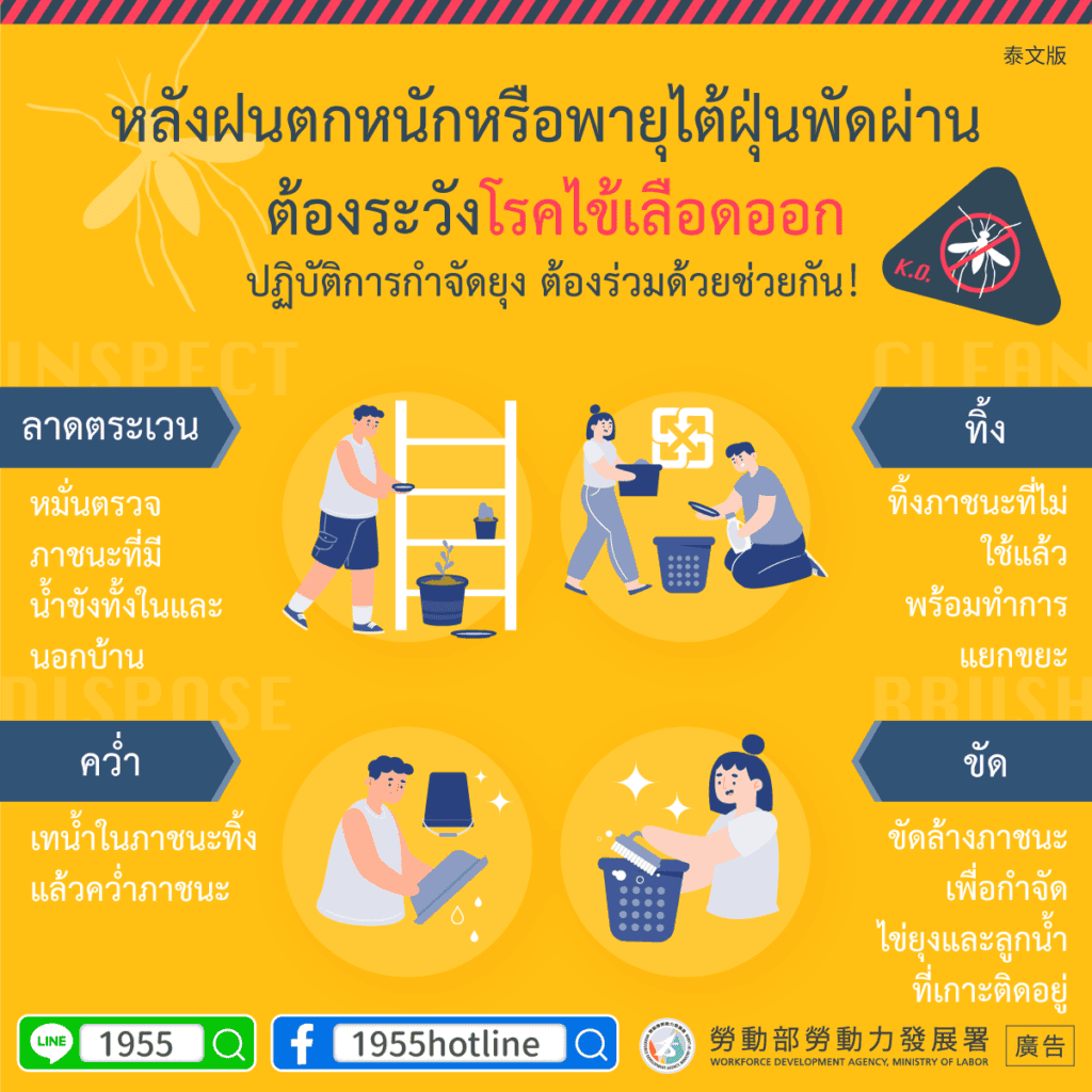 移工宣導｜登革熱防治-災後版-多國語示意圖