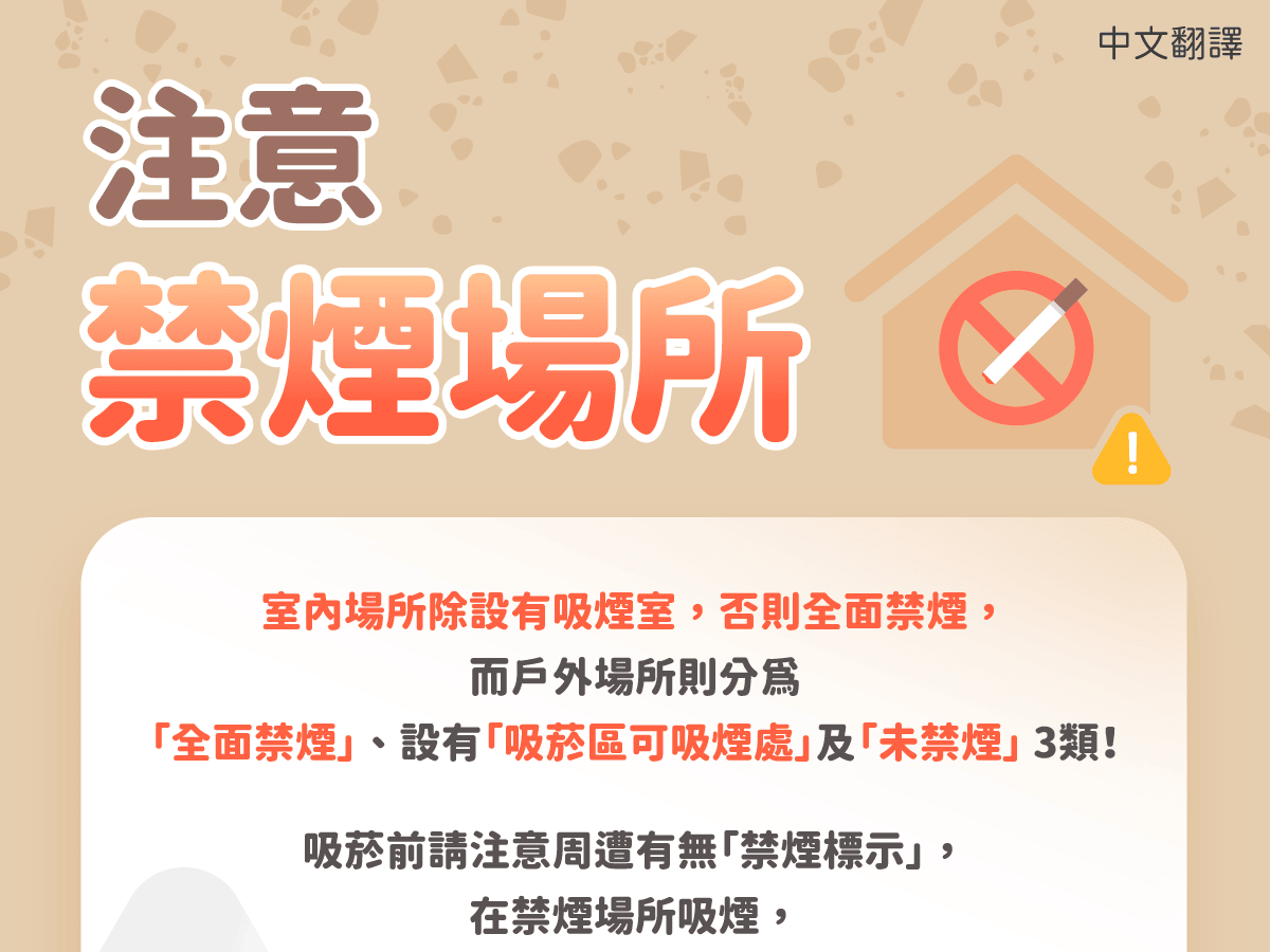 移工宣導｜注意禁煙場所-多國語示意圖