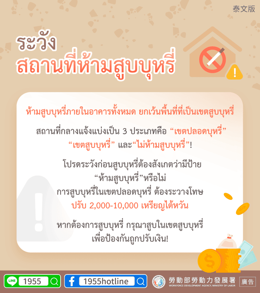 移工宣導｜注意禁煙場所-多國語示意圖