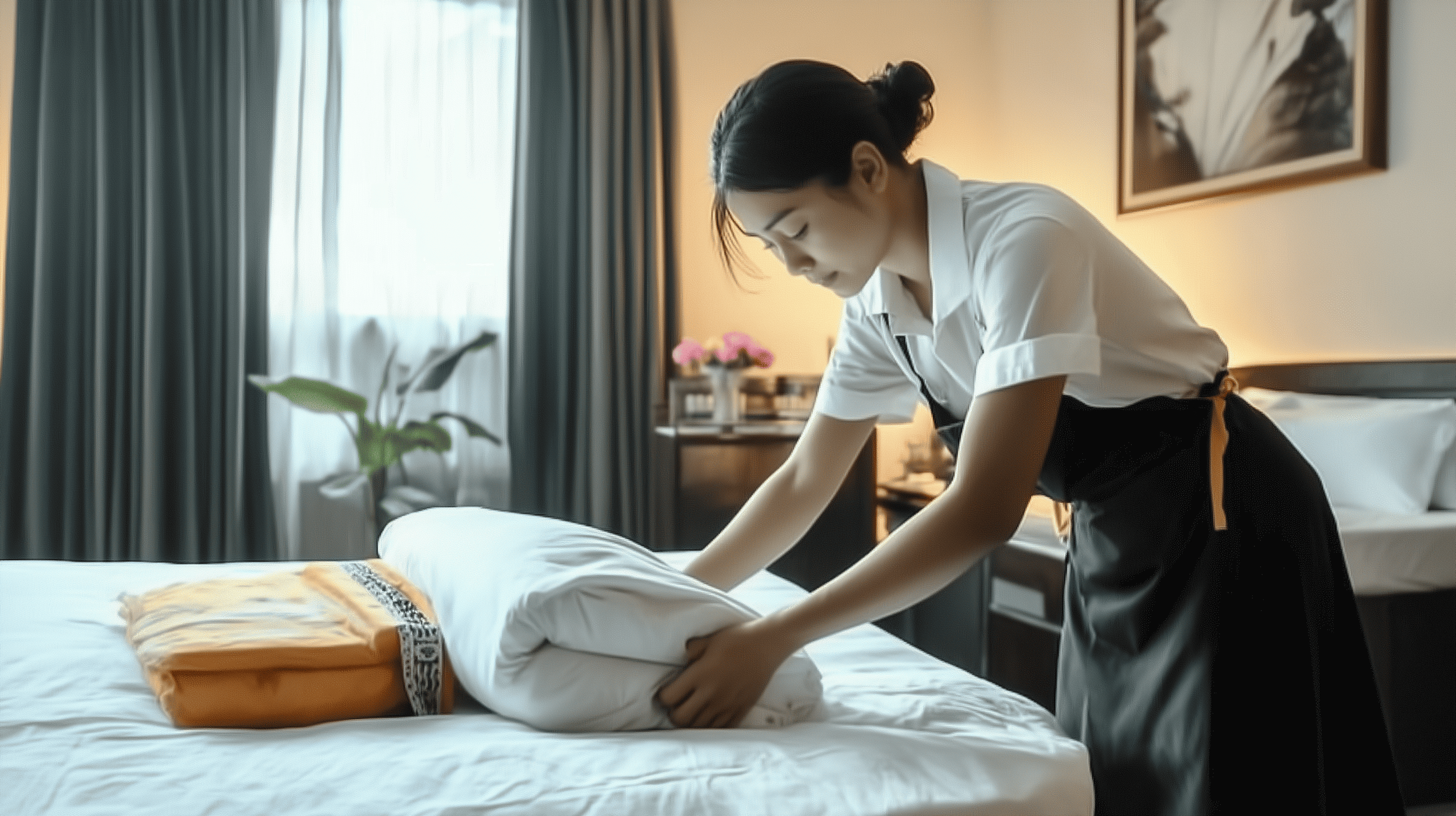 專業外勞整理床鋪 تصاویر 21世紀全球外勞集團提供優質外籍員工服務.