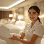 外國勞工在酒店提供清潔服務的專業服務人員.