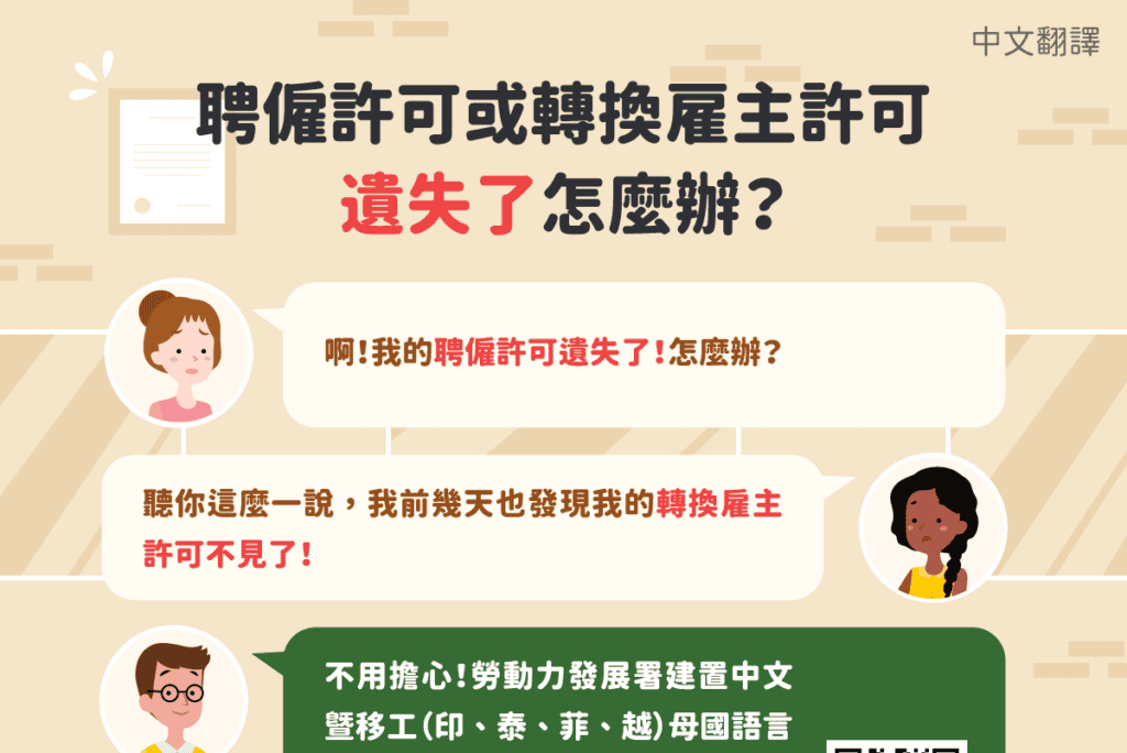 1140305 聘僱許可或轉換雇主許可遺失了怎麼辦？-中1