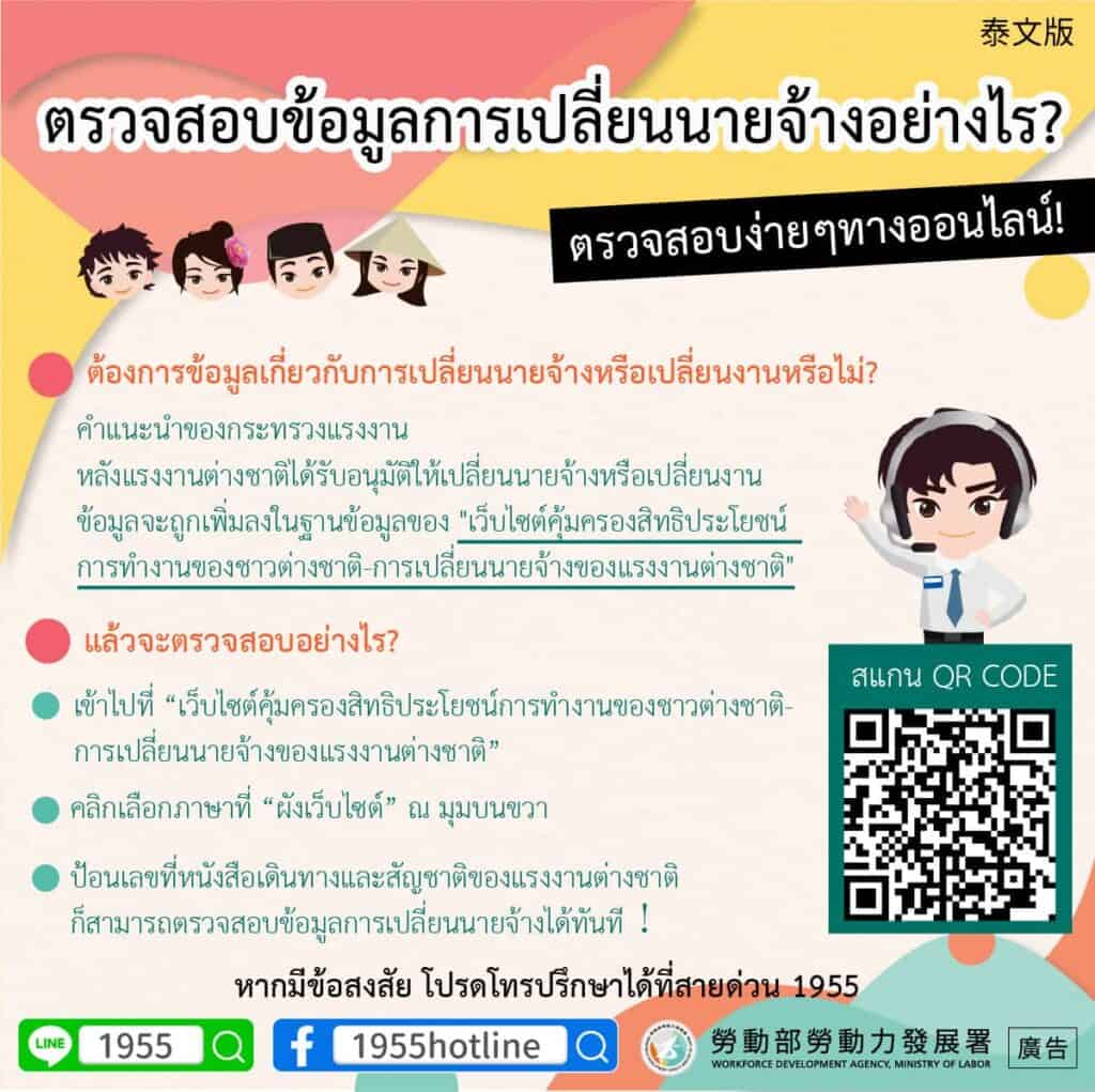 移工宣導｜轉換雇主資訊怎麼查 線上一鍵搞定!-多國語示意圖