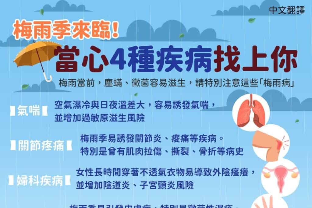 1140606 梅雨季來臨!當心4種疾病找上你(健康)-中1