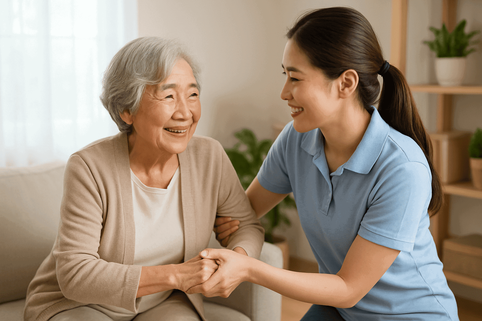 快樂老年人照護，暖心照料阿嬤與護理人員.