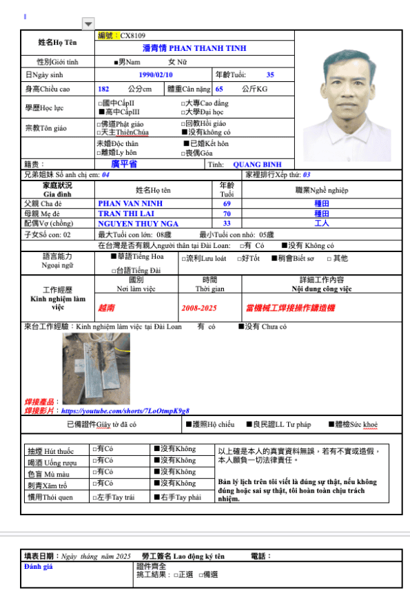 潘青情 PHAN THANH TINH示意圖