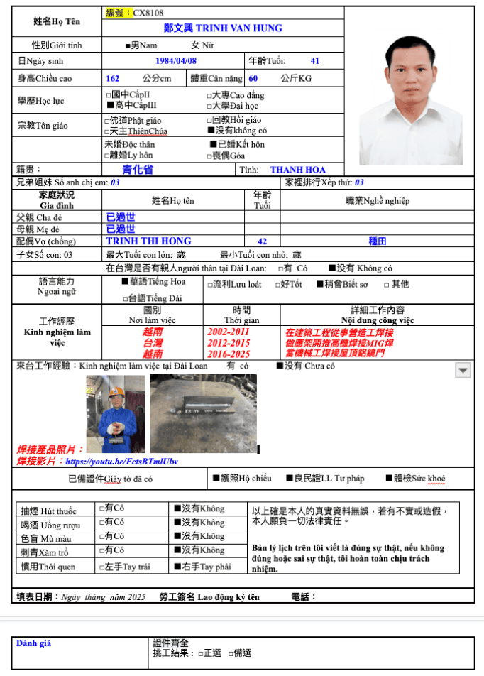 鄭文興 TRINH VAN HUNG示意圖