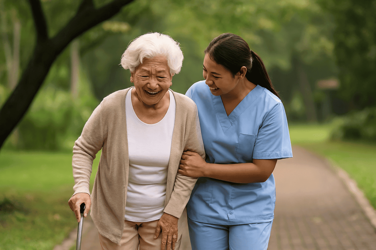 快樂外勞照顧老人，專業外籍勞工服務，21世紀全球外勞集團提供優質外勞照護服務.