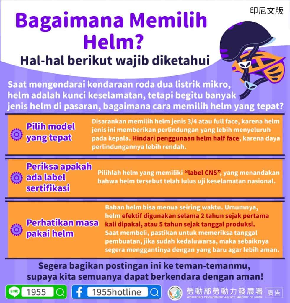 移工宣導｜安全帽怎麼選？這幾點一定要知道-多國語示意圖