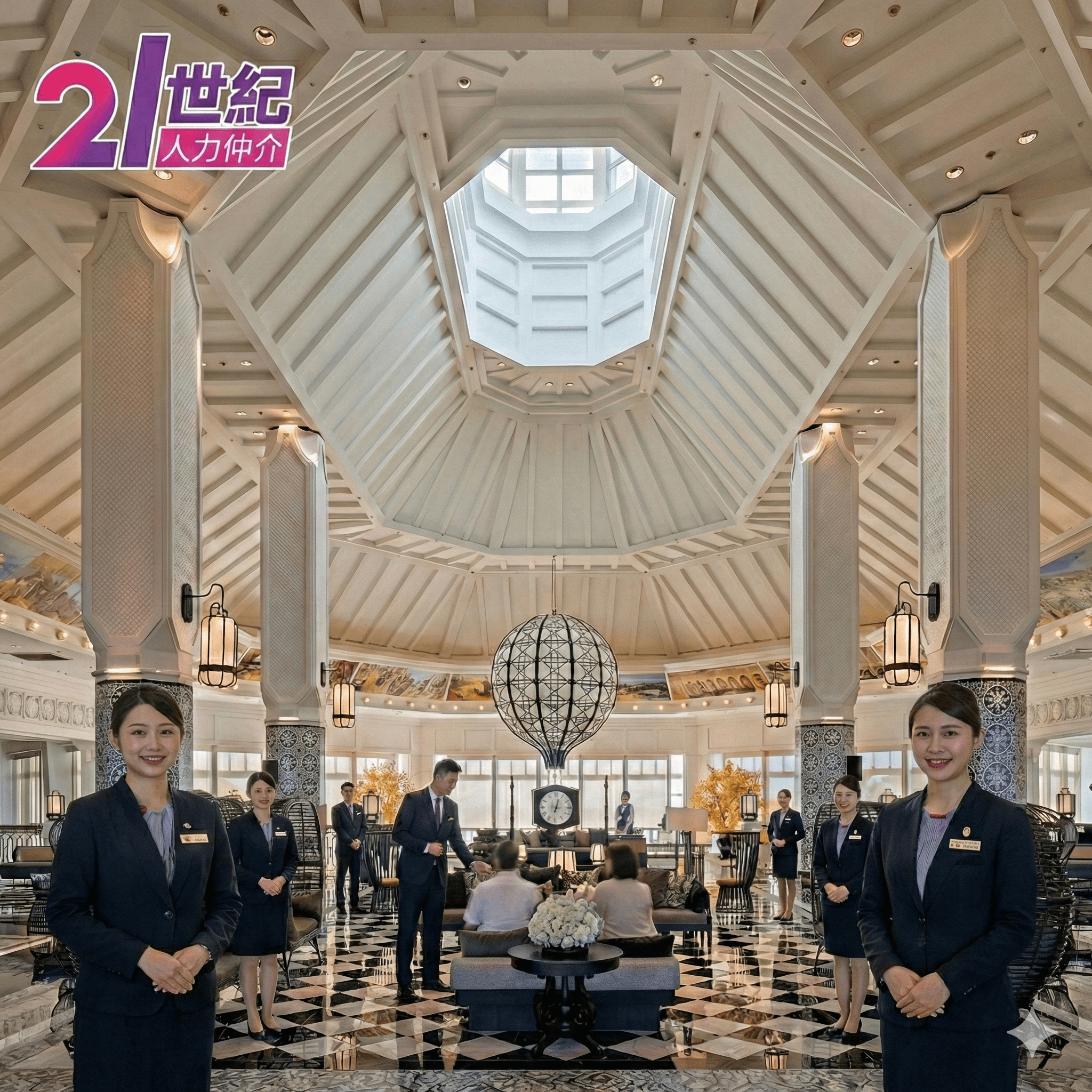 遠雄悅來大飯店國際實習生與21世紀人力團隊專業合影