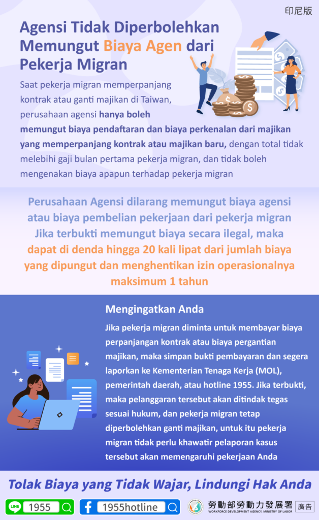 移工宣導｜仲介不得向移工收仲介費示意圖
