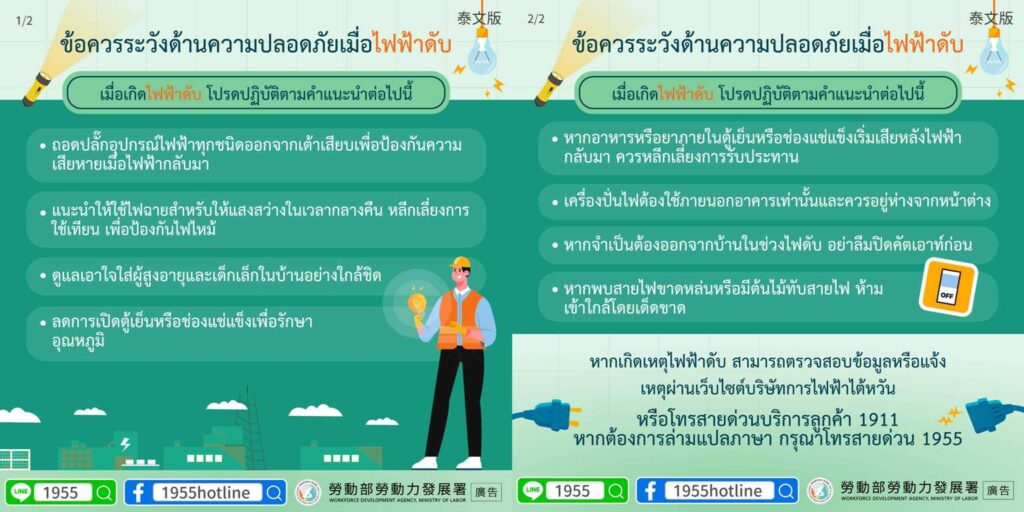 移工宣導｜停電安全事項要注意-多國語示意圖